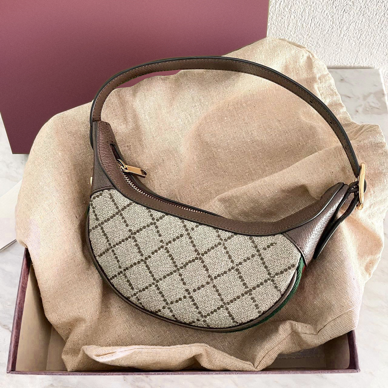 Retro canvas Half moon handbag Designer bag famous 7a quality Underarm pochette hobo crossbody mini Luxury Bags Womens mens wallet zipper clutch tot