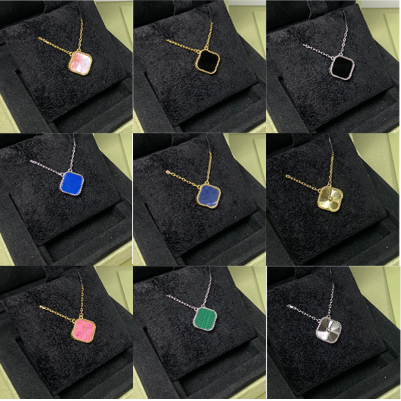 four leaf clover necklace designer for women 925 sterling silver necklace 1 motif flower pendant necklaces onyx agate mother of pearl plate 18k gold jewelry girl gift 