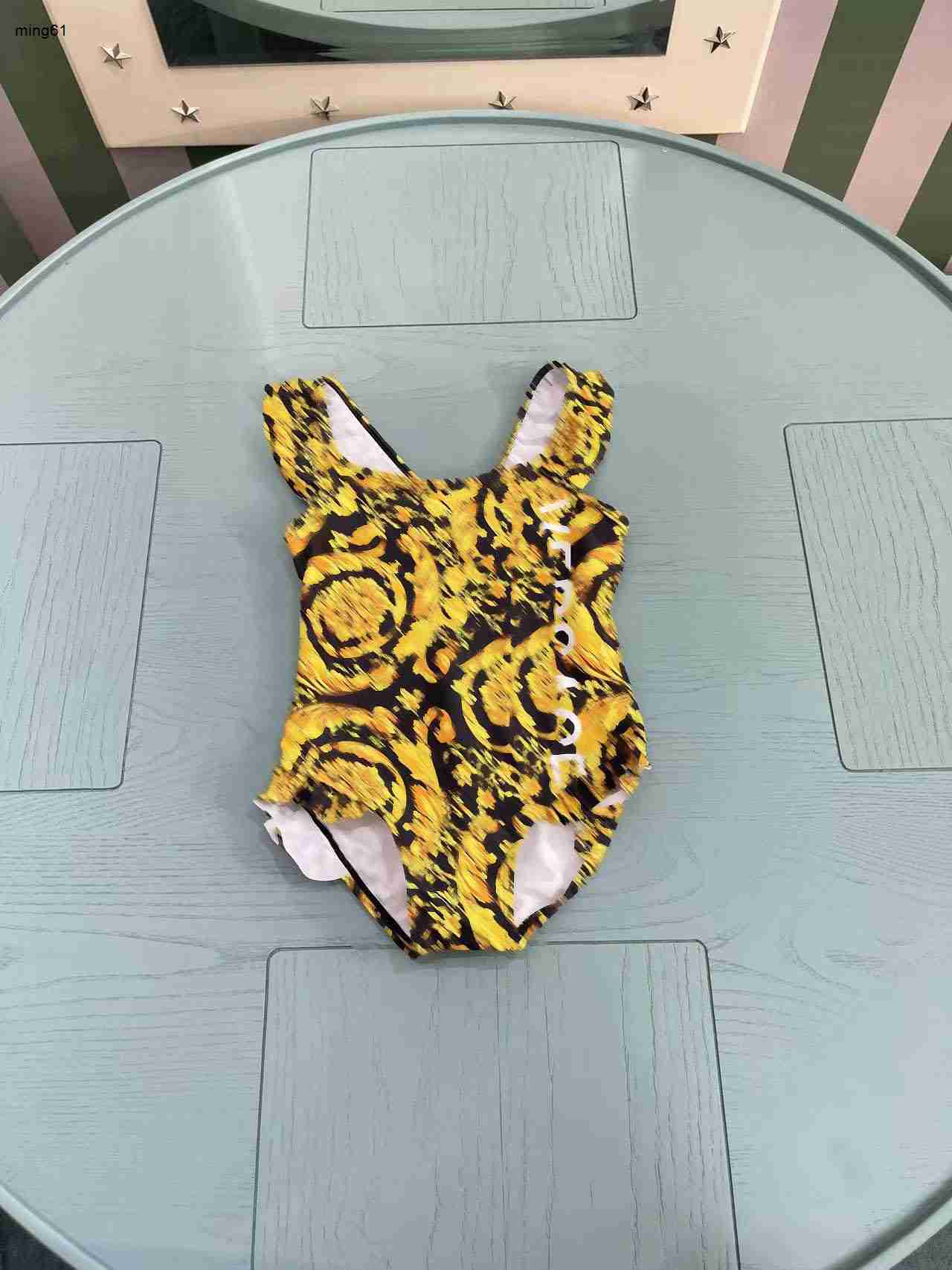 Brand girls swimwear Summer child Beach Bikinis size 80-150 CM Golden pattern design kids one-pieces Swimsuit Children Swimwears 24May-image-978147700