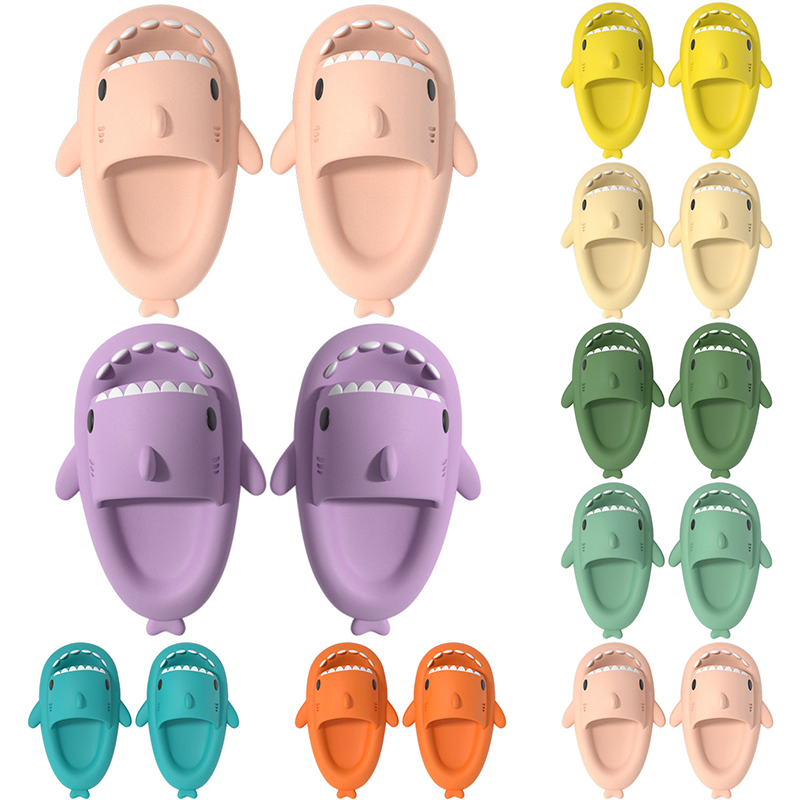 48 Mens Women Shark Summer Home Solid Color Couple Parents Outdoor Cool Indoor Household Funny Slippers GAI