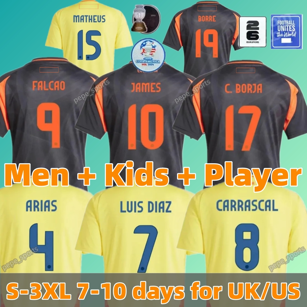 24 25 ColOMbiA JAMES Luis Diaz Soccer Jerseys 2024 Copa CoLUmBIa Football Shirt Home Away Set Camisetas LERMA ARIAS C. CHUCHO CUADRADO kids kit 