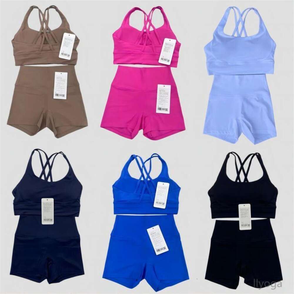 Workout set women Two Pieces Women Yoga Set Backcross Sport Bra Fitness Tank Top High Waisted Workout Tights Biker Gym Shorts Tracksuits Activewear