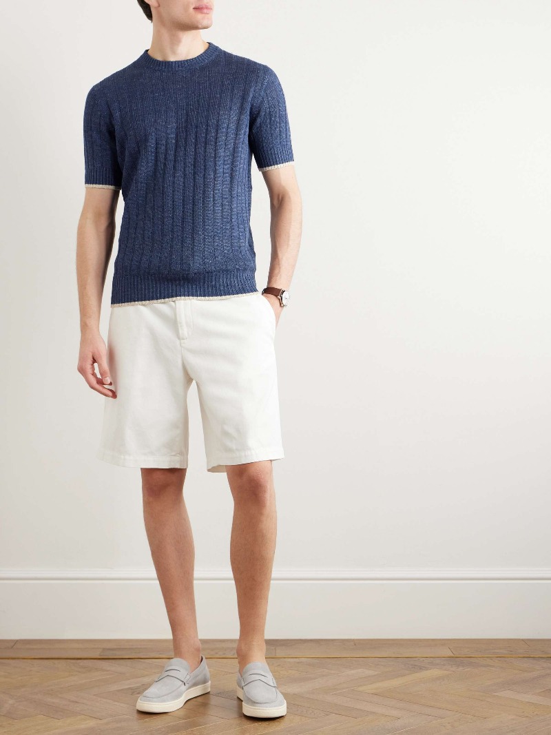 Men T Shirts Casual Tees Designer Mens Tshirt Summer Contrast-Tipped Linen and Cotton-Blend T-Shirts B1289