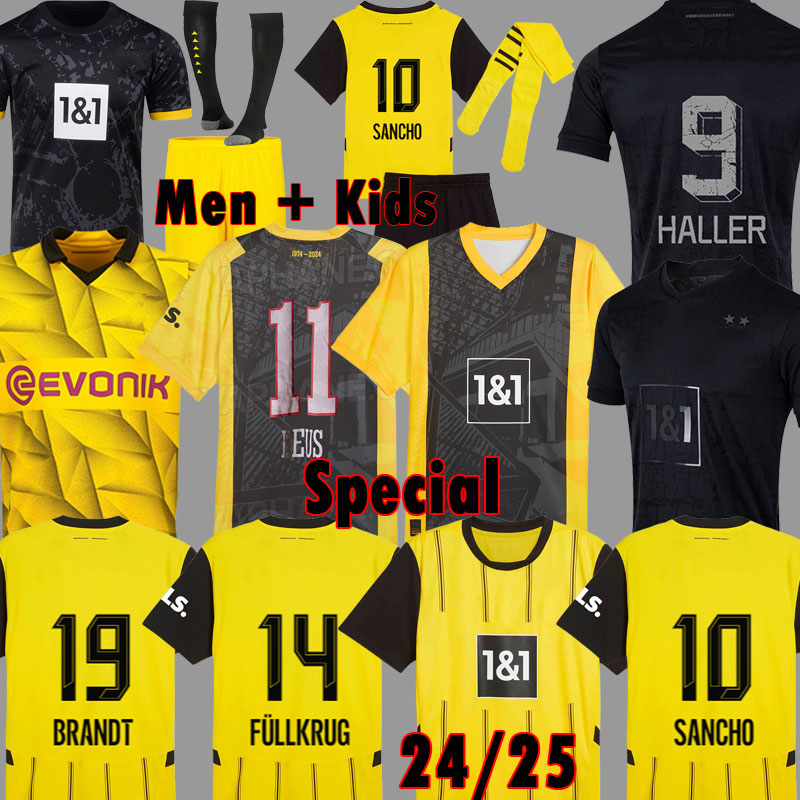 SANCHO soccer jerseys 23 24 25 Special HALLER 2023 2024 2025 REUS football shirt ADEYEMI HUMMELS BRANDT DORTMUND All Black MOUKOKO pre match men kids Kits Borussia 