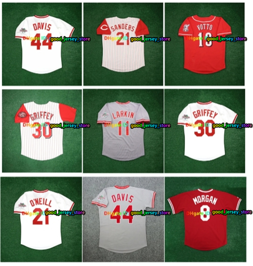 Eric Davis Deion Sanders Ken Griffey Sr. 1990 World Series Reds Throwback Baseball Jersey Pete Rose Joey Votto Bench Chris Sabo Paul O'Neill