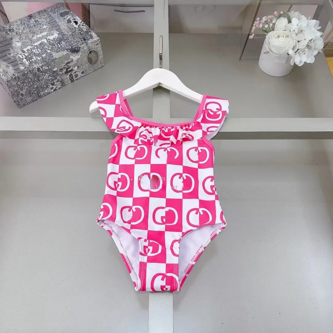Girls Swimwear Kids Designer Swim girl One Piece Bathing Suits Full Letter Print Bowknot Beach Pool Bikinis 10 styles-image-977771122