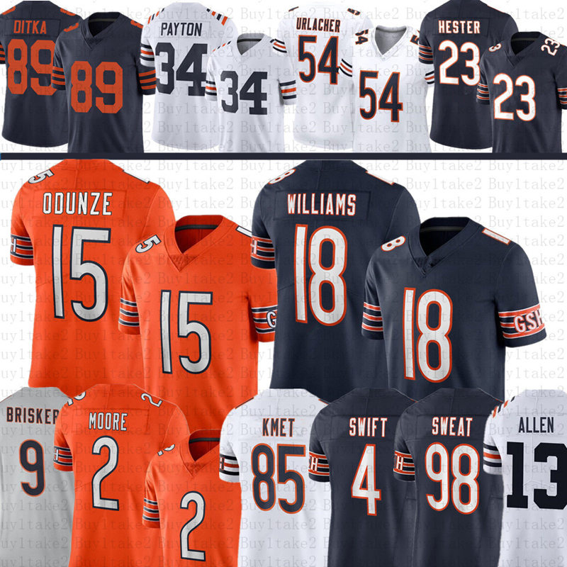 Caleb Williams Rome Odunze DJ Moore Football Jersey Cole Kmet D'Andre Swift Walter Payton Tory Taylor Brian Urlacher Montez Sweat Jaylon Johnson Keenan Allen Brisker 