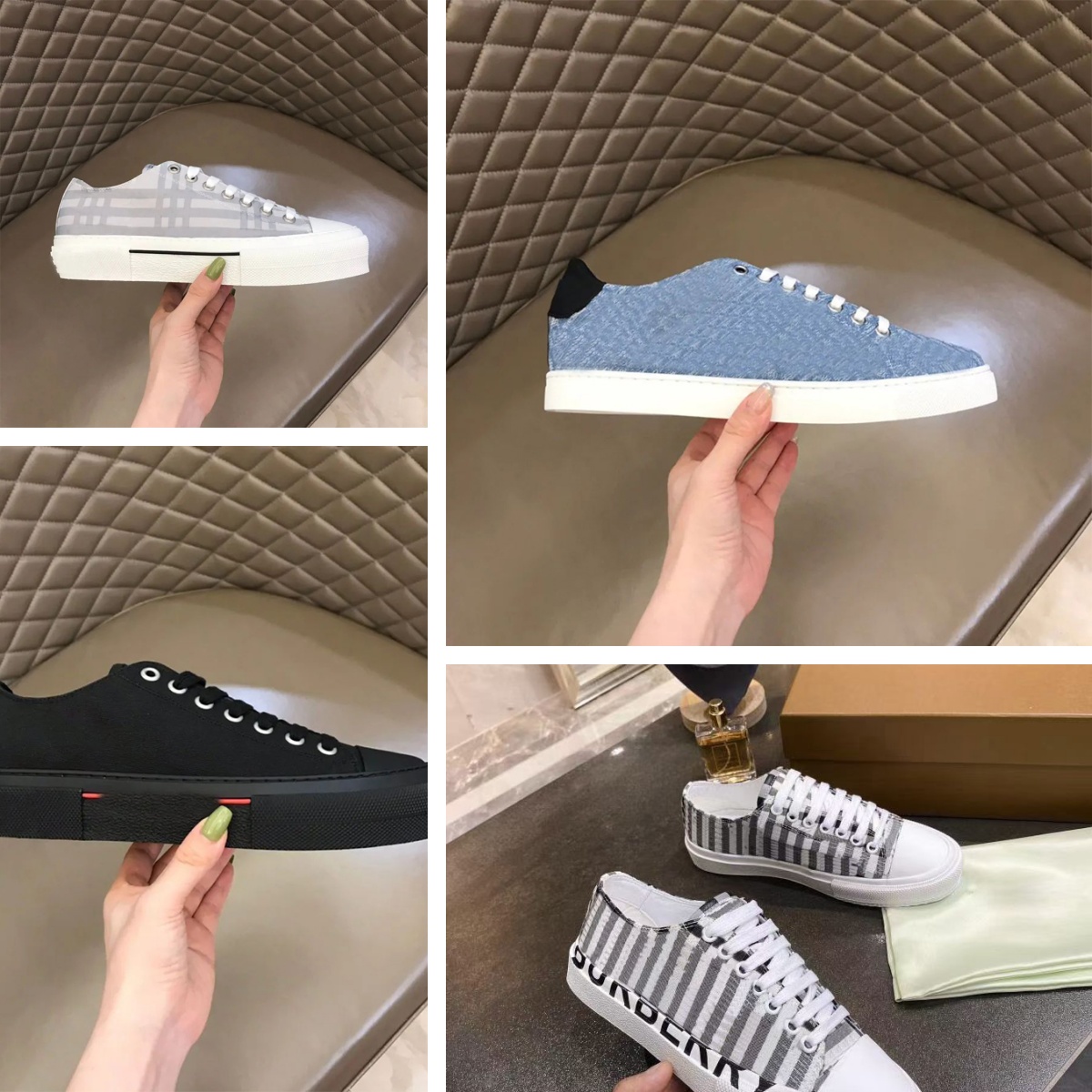 2024 Vintage Check Cotton Sneakers Casual Shoes Archive Beige White Grey Blue Deep Maroon Birch Brown Black Suede Print Low-top Shoe Leather Canv-image-977686236