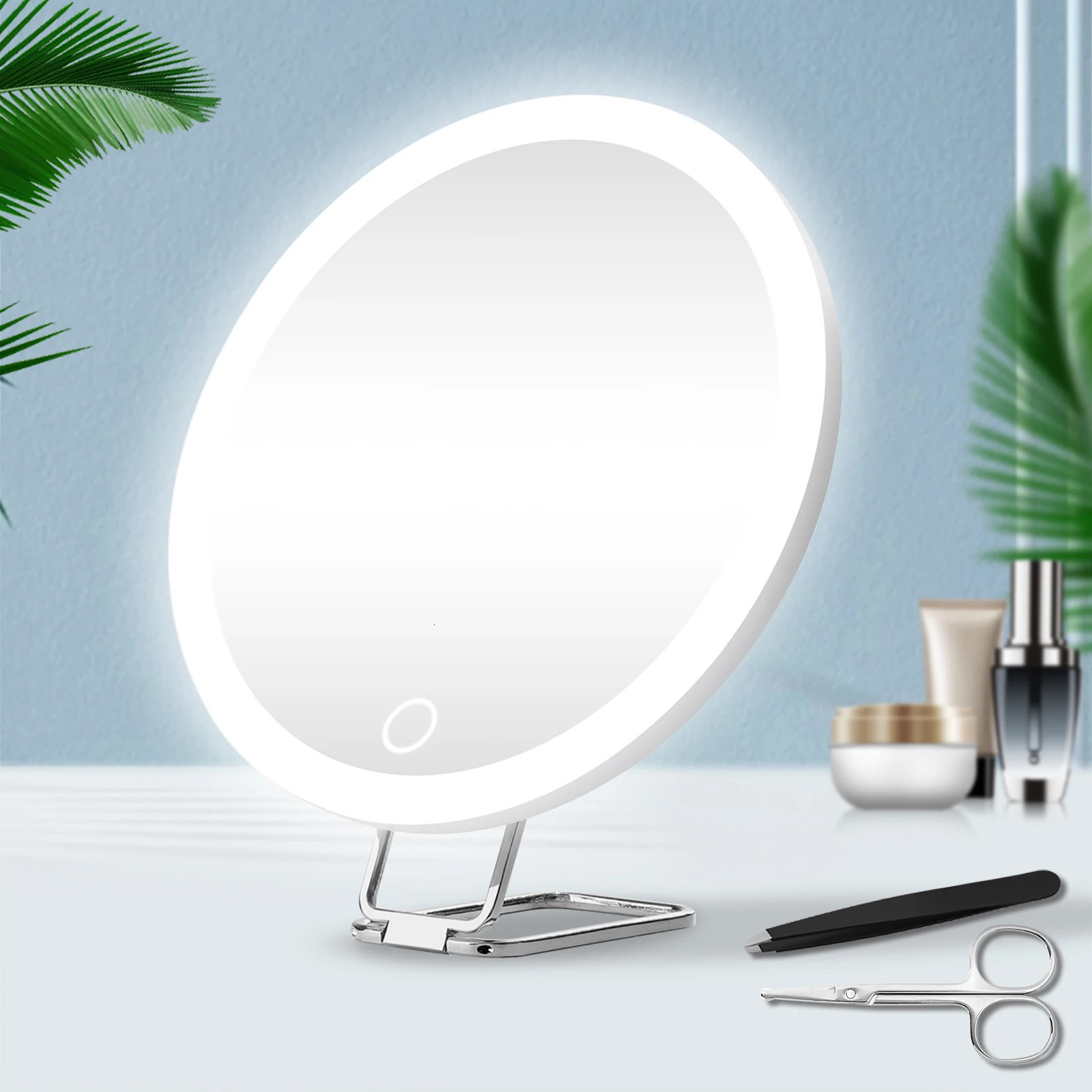 6 Inch Magnifying Light 5-30X Portable Travel Magnified Mirror with 360° Adjustable Stand and Suction Cup 240508-image-1106157961