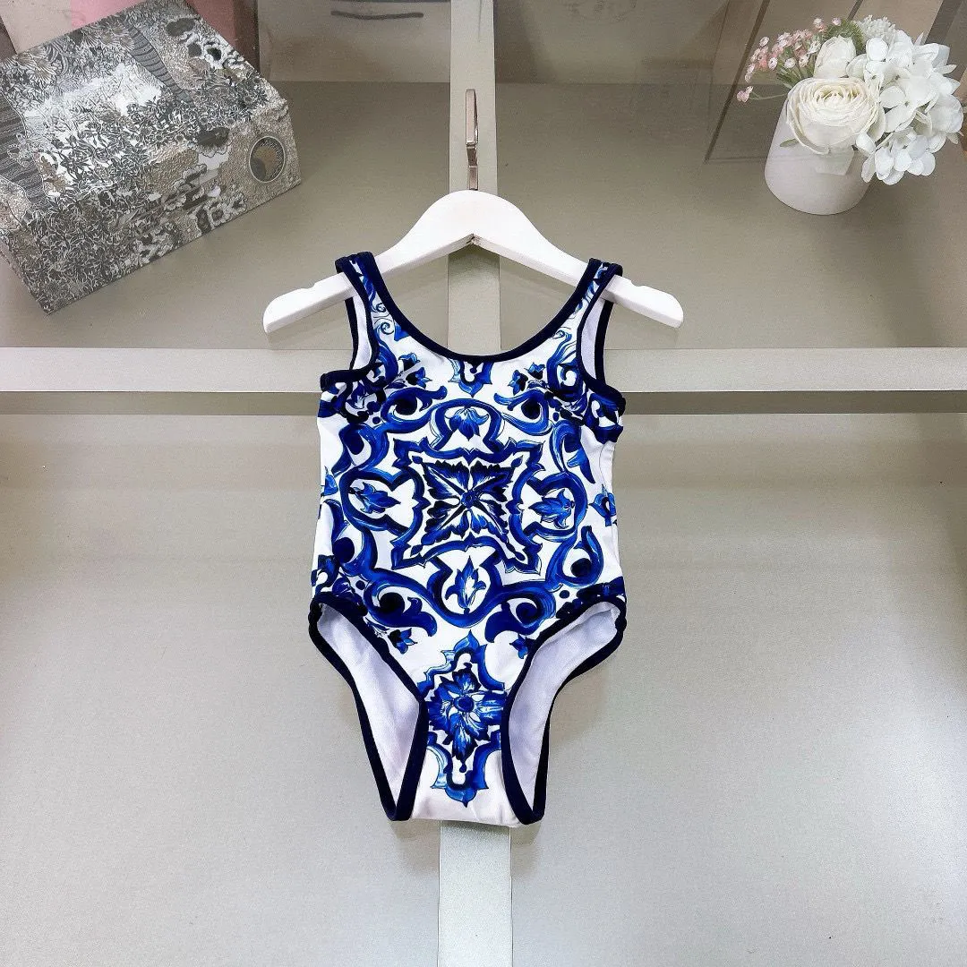 Kids Girls Vintage ral One Peices Swimsuits Fashion Designer Baby Girl Beach Bikini Swimming Classic Letter Bikinis Childrens Clothes-image-1041648638