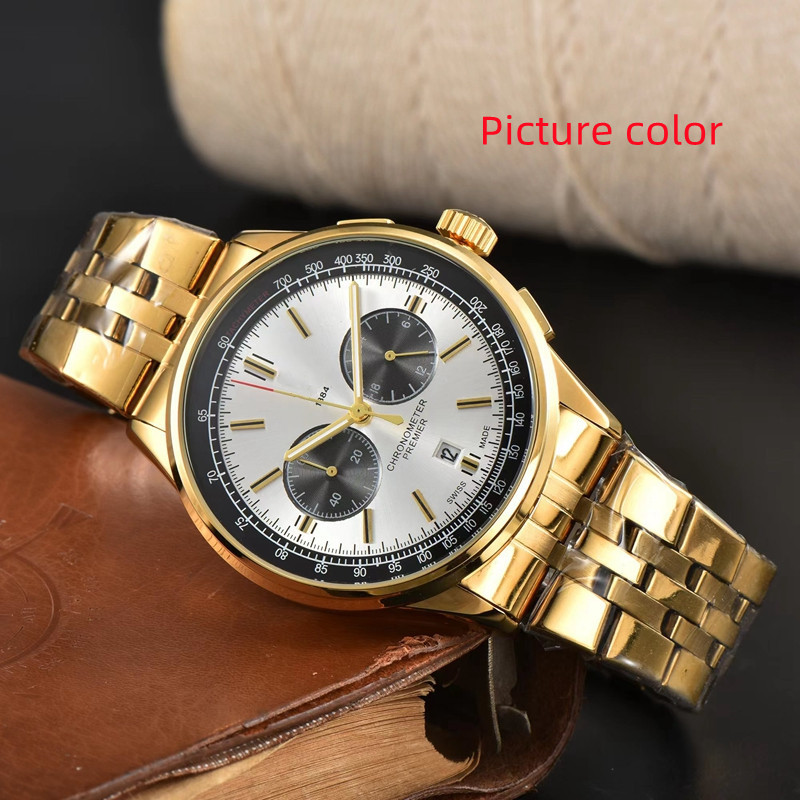 Bre Wrist Watches for Men 2026 New Mens Watches Five needles All Dial Work Quartz Watch High Quality Top Luxury Brand Chronograph Clock Steel Belt F