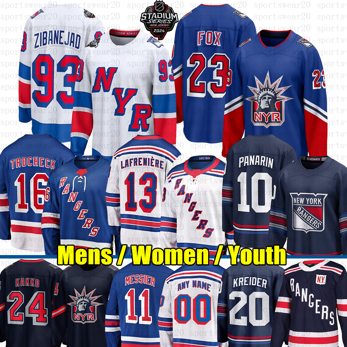 #10 Artemi Panarin ny hockey jersey #93 Mika Zibanejad #23 Adam Fox #31 Igor Shesterkin #20 Chris Kreider Alexis Lafreniere rangerses Wayne Gretzky jerseys youth 3rd rempe 