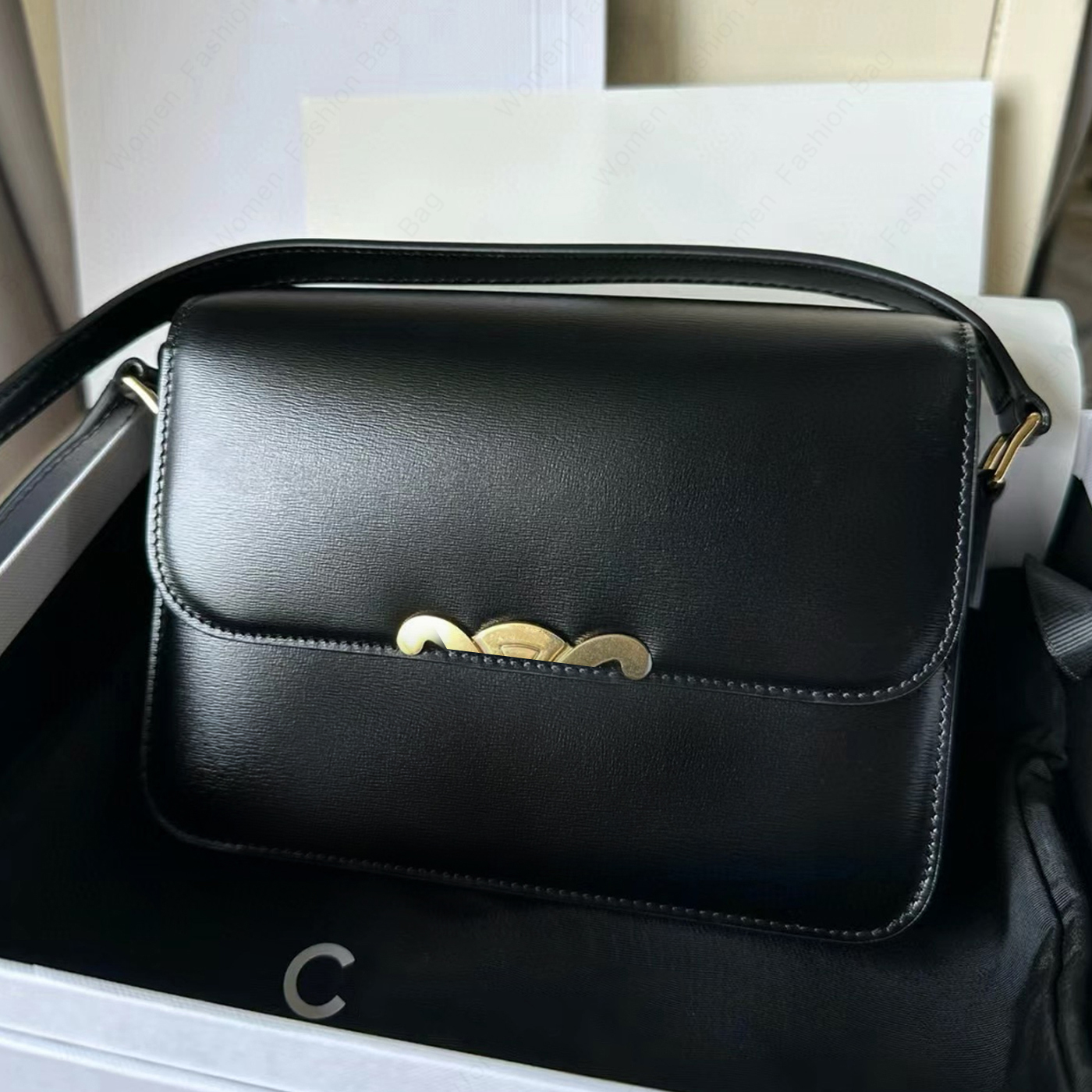Luxury shoulder bag leather cowhide bag women handbag designer wallet black fashion tofu chain designer bag with box and Fast shipping 