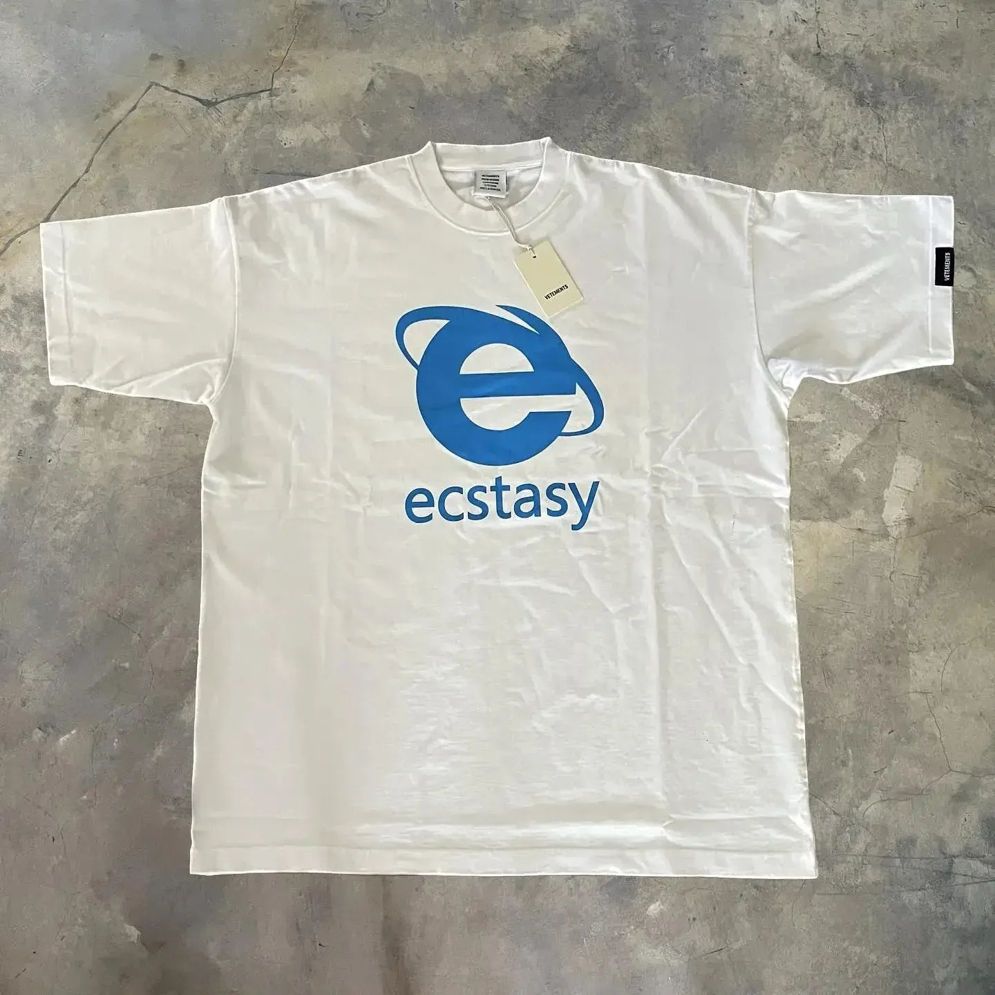 Streetwear Ecstasy T Shirt Y2K Mens Harajuku White Tshirt Letter Pattern Printing Oversize Loose Shortsleeved Gothic Top 240518