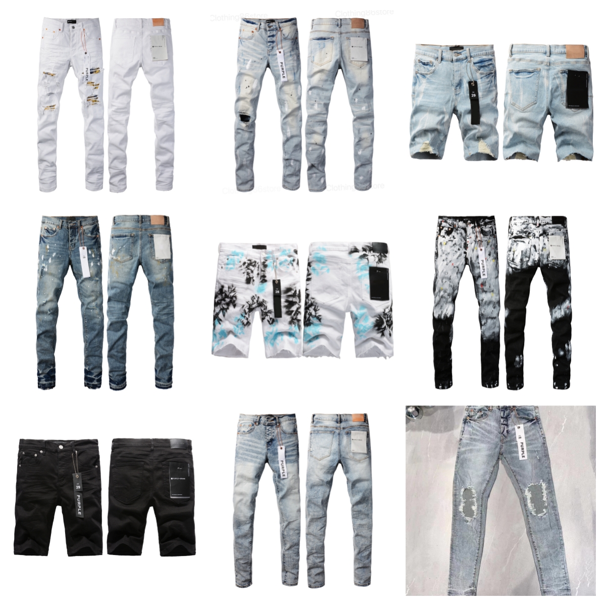 Le fabricant de jeans de marque violette vend des shorts en jean rippés High Street American Plus taille directement