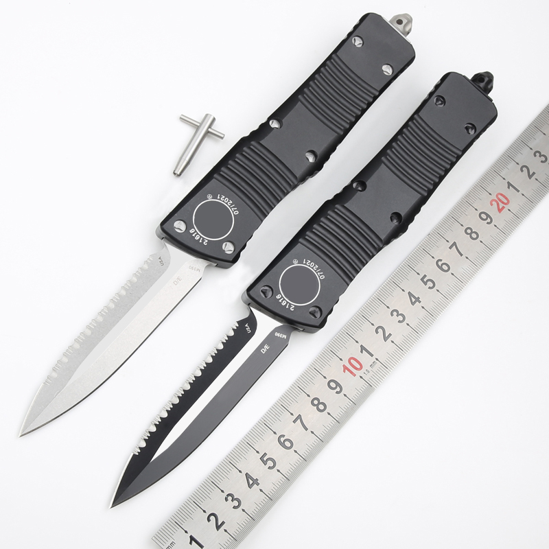 A5-Edge toothed plate Micro OTF Tech Knife Blade 60HRC Hardness Aluminum Alloy Handle Outdoor Camping Self Defense Fruit knives-image-978167676