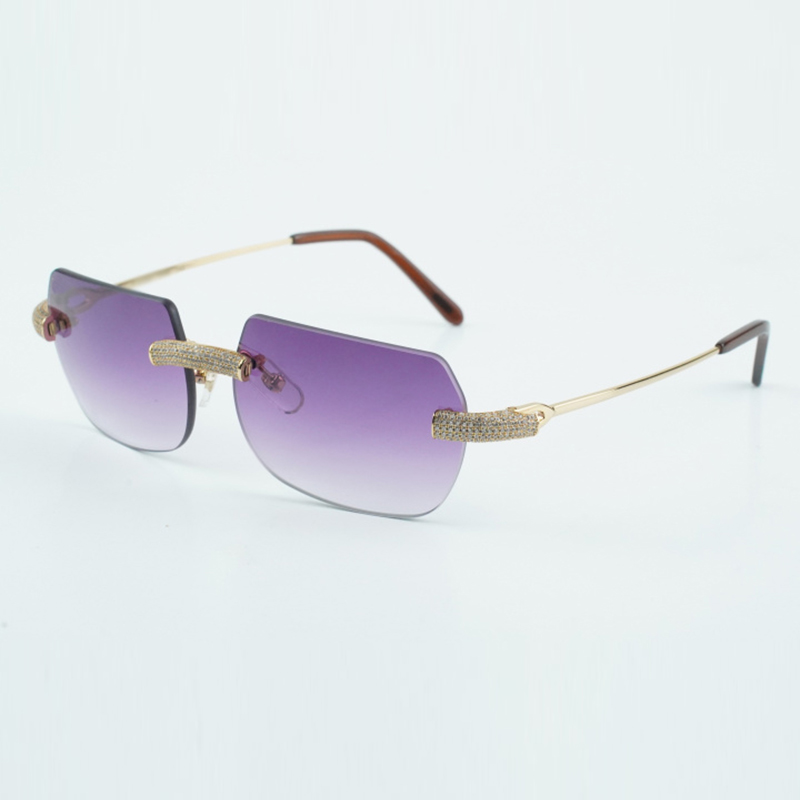 Vente direct de diamant micro-pavé de luxe classique 8100906 avec des temples métalliques Lunettes de soleil, taille: 56-18-135 mm