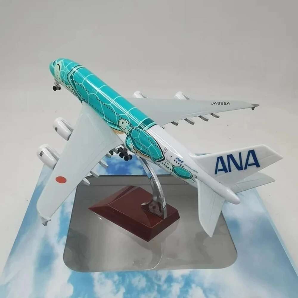 20CM Alloy Metal Japan Air ANA Airbus A380 Cartoon Sea Turtle Airlines Airplane Airways Plane Model Painting Aircraft Toys L260529-image-978288809