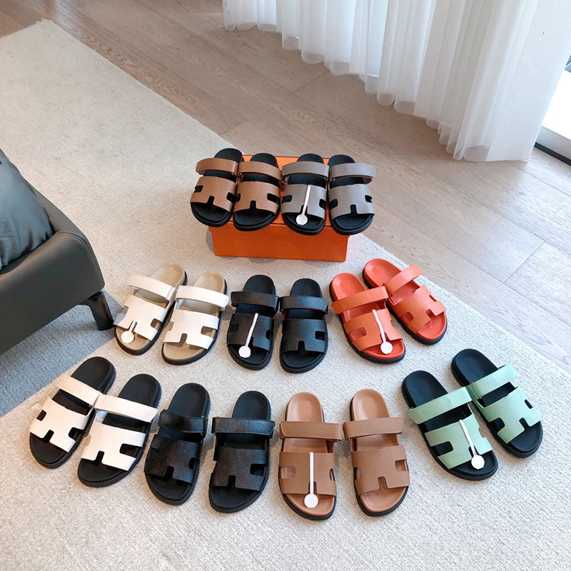 Slippers Chypre Sandal Designer Sliders Flip Flops Flat Sandals for Beach Comfort Calfskin Leather Natural Suede Goatskin in Brown and Black for-image-978247404