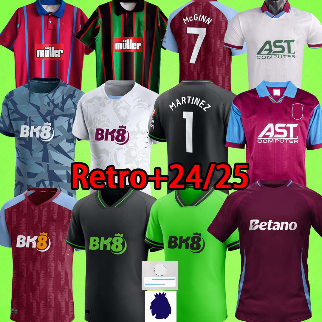 24/25 ASTON Soccer Jerseys #1 MARTINEZ KAMARA Villas goalkeeper 2024 2025 McGINN EL GHAZI DOUGLAS LUIZ MINGS KONSA CASH Football shirt retro 93 94 95 96 Training uniform 