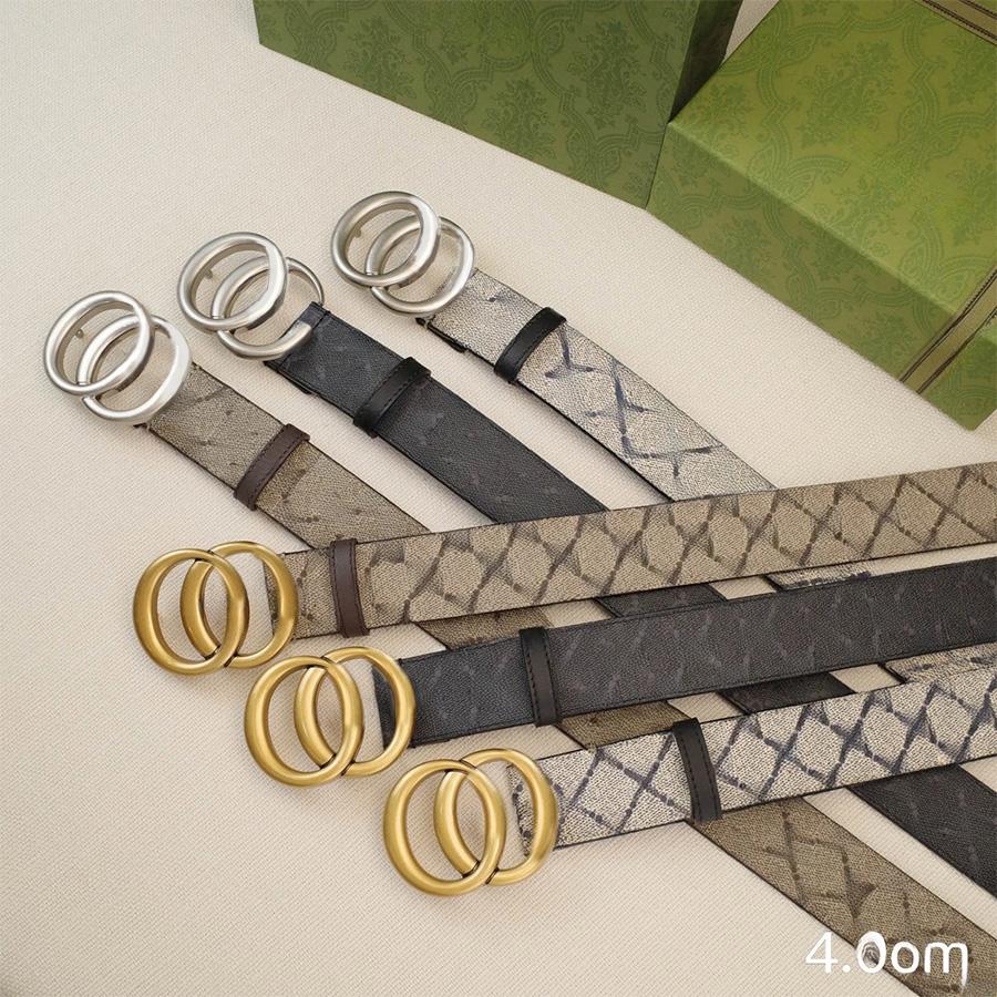 Mens Womens Belt Designer Belts Genuine Leather Width 4CM Golden Silvery Smooth Buckle Cowhide Waistband Ceinture Letters Spot Design-image-978264892