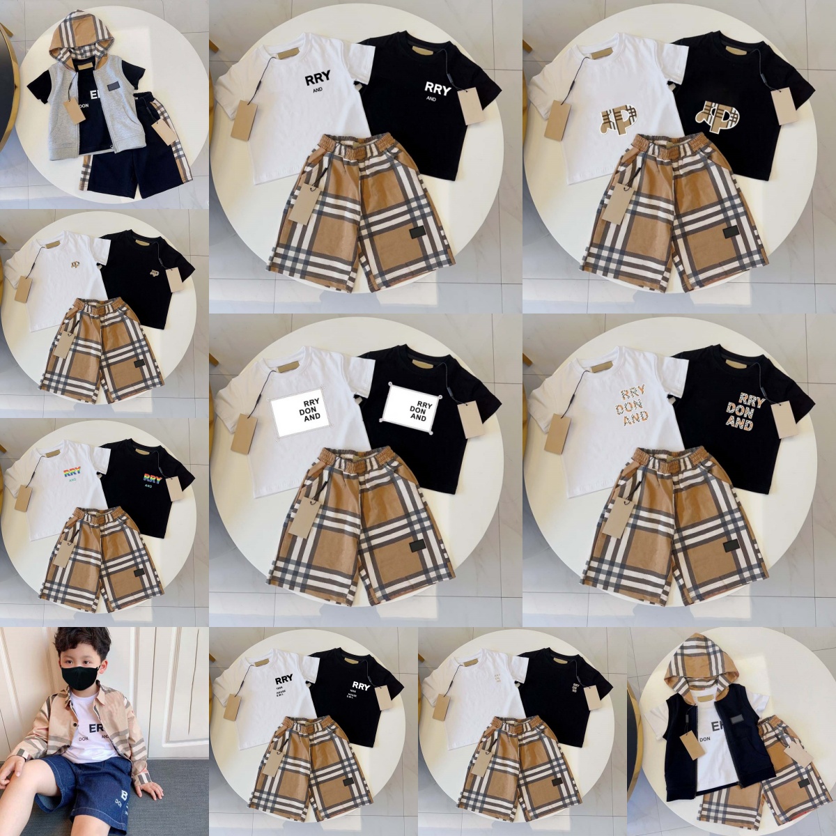 designer brand children kids clothing sets boys girl baby Youth summer clothes short skirt set Soft breathable short sleeved set size 90-150 79cl-image-978580885
