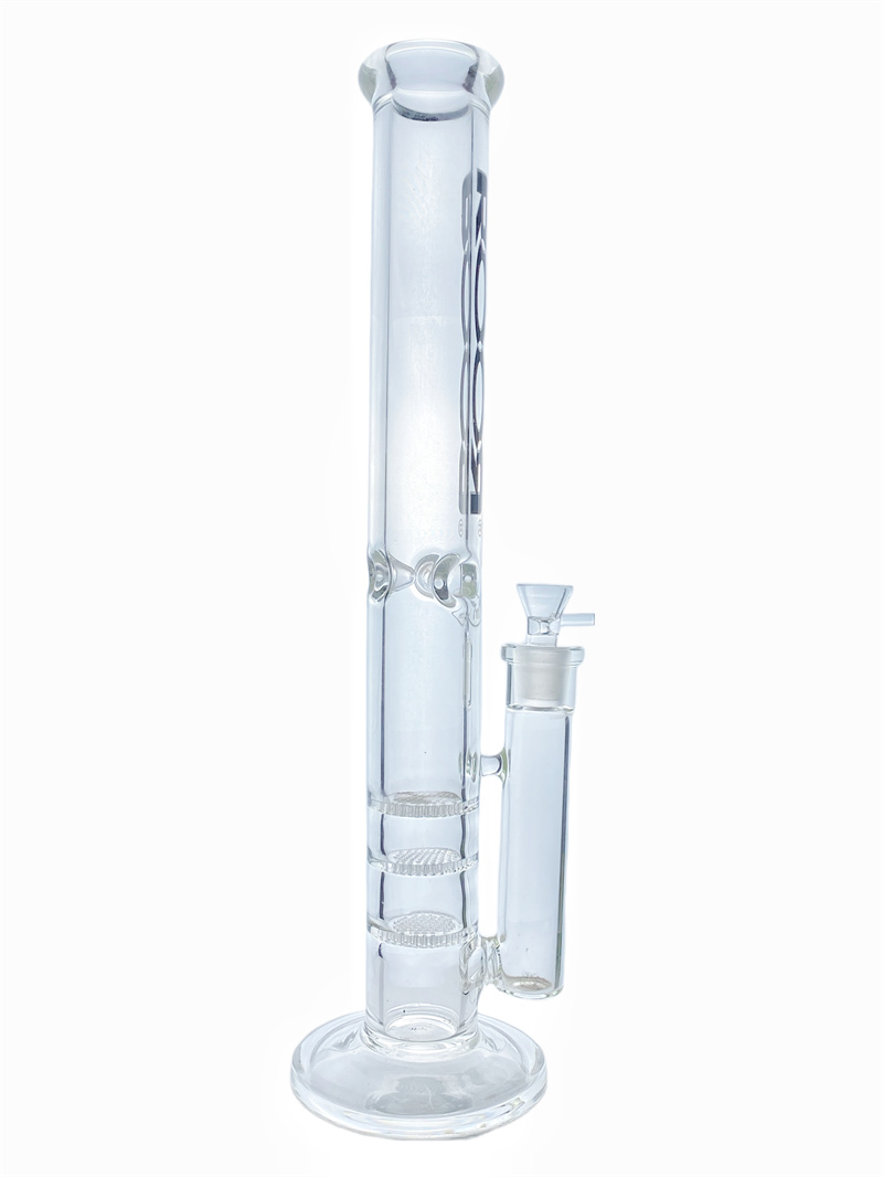 Glass bong glass smoking pipe with 3 honeycomb percolaters 18 inches high(GB-020)-image-187020460