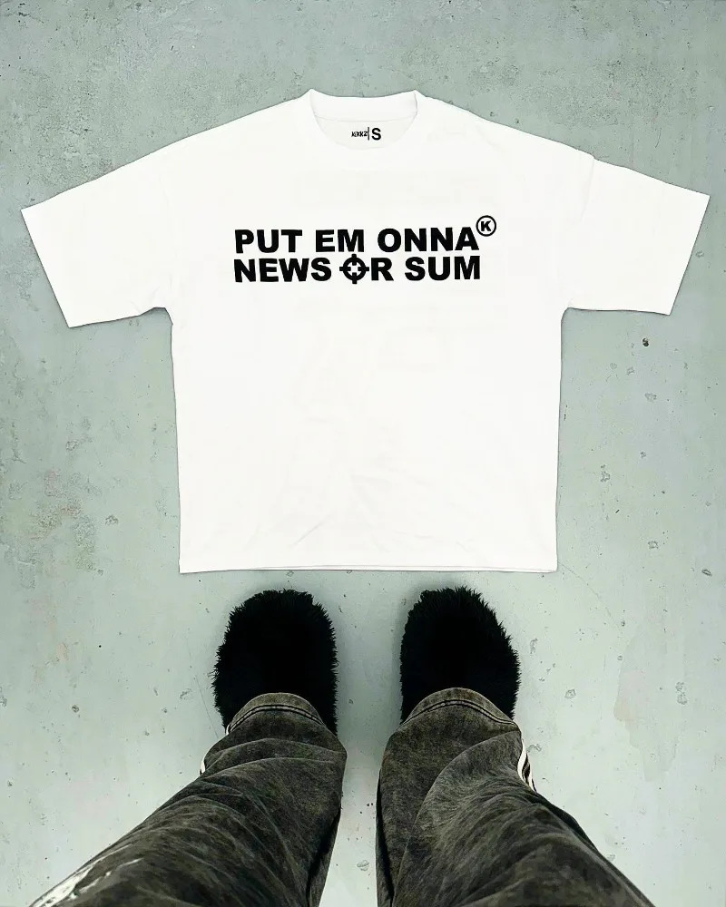 Street American Hip Hop Vintage Machine Gun Alphabet Imprimer T-shirt surdimensionné pour hommes Y2k Harajuku Mode Goth Style Chemise 240506
