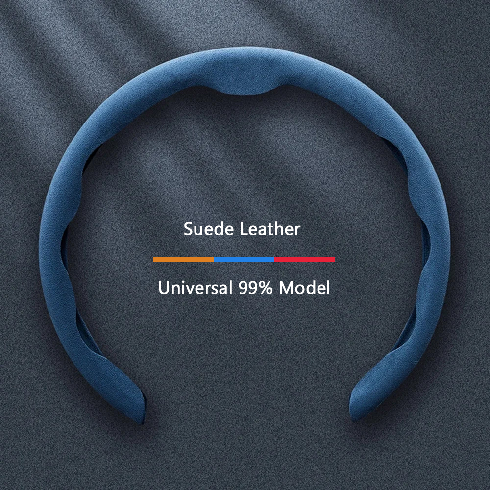5D Suede Leather Car Steering Wheel Cover 15inch 38cm ,Non-slip Breathable O/D-Type Universal Car Accessories For Audi BMW Toyota Honda