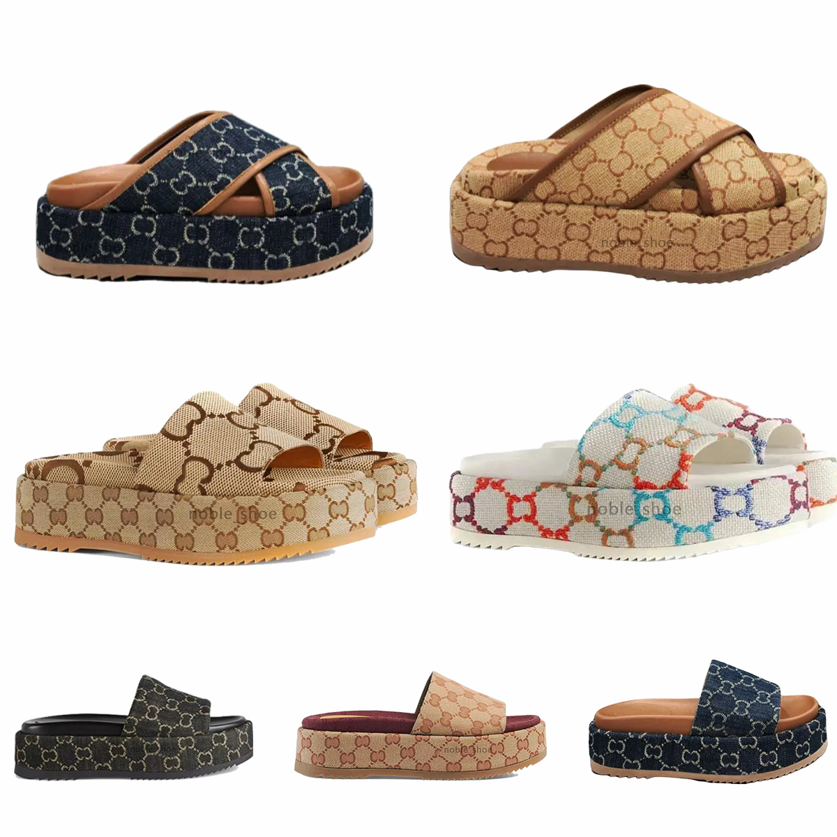 Designer slippers box sandals Platform slippers Mules Multicolor Flora Slides Fashionable Easytowear Style Slides Women Slides Shoes Platform Embroidered 