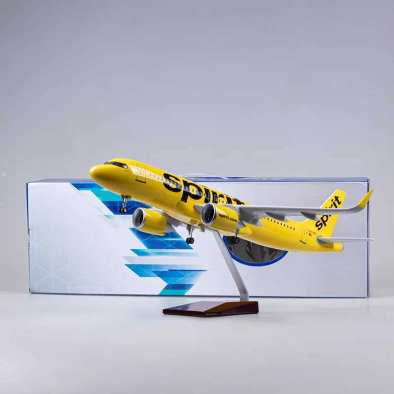 Aircraft Modle 47CM 1/80 aircraft A320NEO Spirit Airlines model toy light with wheels landing gear die cast resin aircraft series display gift S2-image-978578940