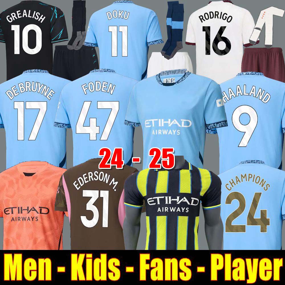 24 25 fans Player version HAALAND soccer jerseys DE BRUYNE GREALISH FODEN 2023 2024 football shirt uniforms men kids RODRIGO ALVAREZ GVARDIOL DOKU 