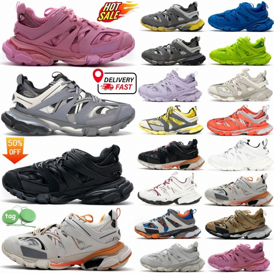 Designer Top track 3 3.0 Casual Shoes runner Sneakers Men Women Triple white black pink green leather Trainer Nylon Platform trainers Shoes-image-978495386