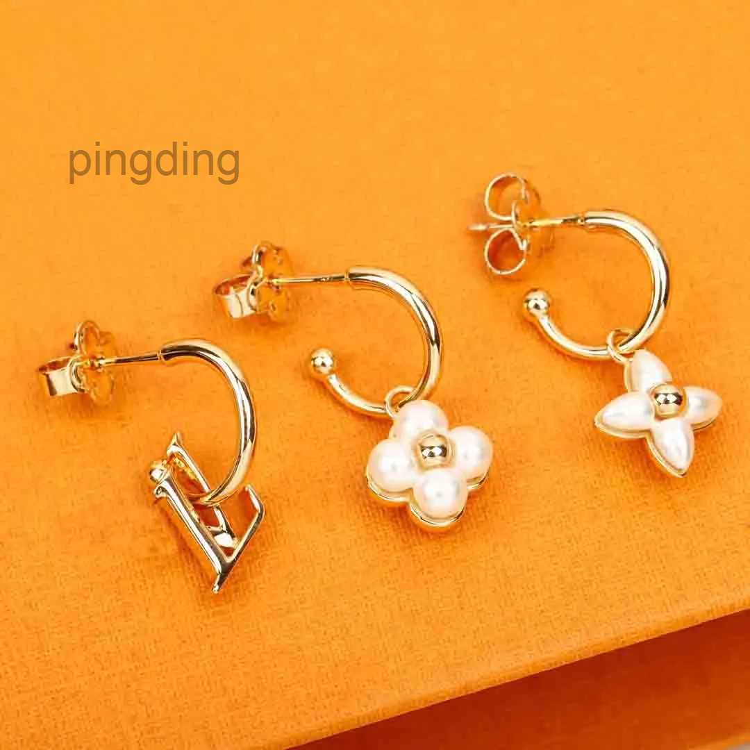 2023 Luxury quality three pcs in a set drop earring with words in 18k gold plated have stamp and white color box