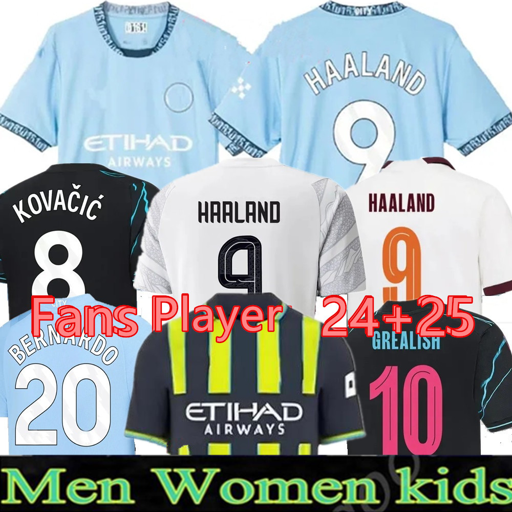 24-25 Soccer Jerseys HAALAND 23 24 DE BRUYNE PHILLIPS MANS CITIES GREALISH FERRAN MAHREZ FODEN BERNARDO JOAO CANCELO Z RODRIGO Football Men Kids Kit Sets Uniforms 