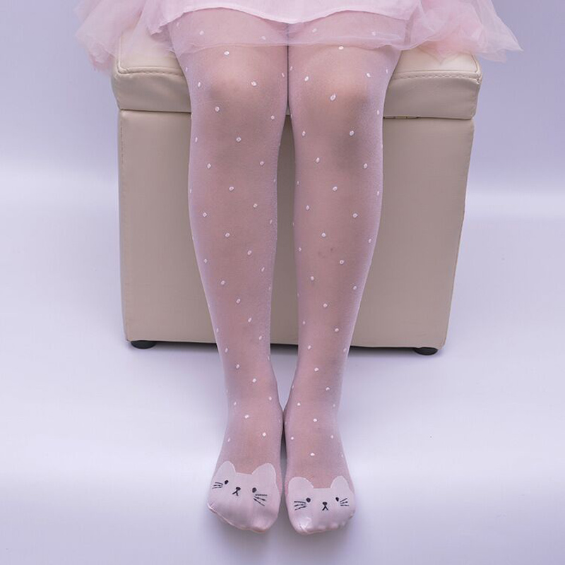 Girls Kid Sheer Pantyhose High quality Stockings Dance Ballet Tight Cat Thin Dots White Summer Kitty Tights for Children Baby