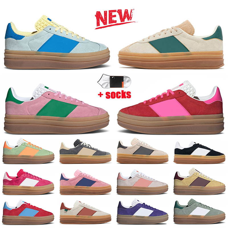 Low Top Bold Designer Women Casual Shoes Pink Blue Gum Cream Collegiate Green Yellow Maroon White Black Suede Leather Platform Sneakers Flat Womens Sports Trainers 