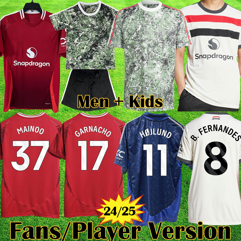 3XL 4XL 23 24 25 MAINOO HOJLUND CASEMIRO soccer jerseys GARNACHO Fans Player version FERNANDES MOUNT football shirt Stone Roses Collection kit 2023 2024 2025 kids set 