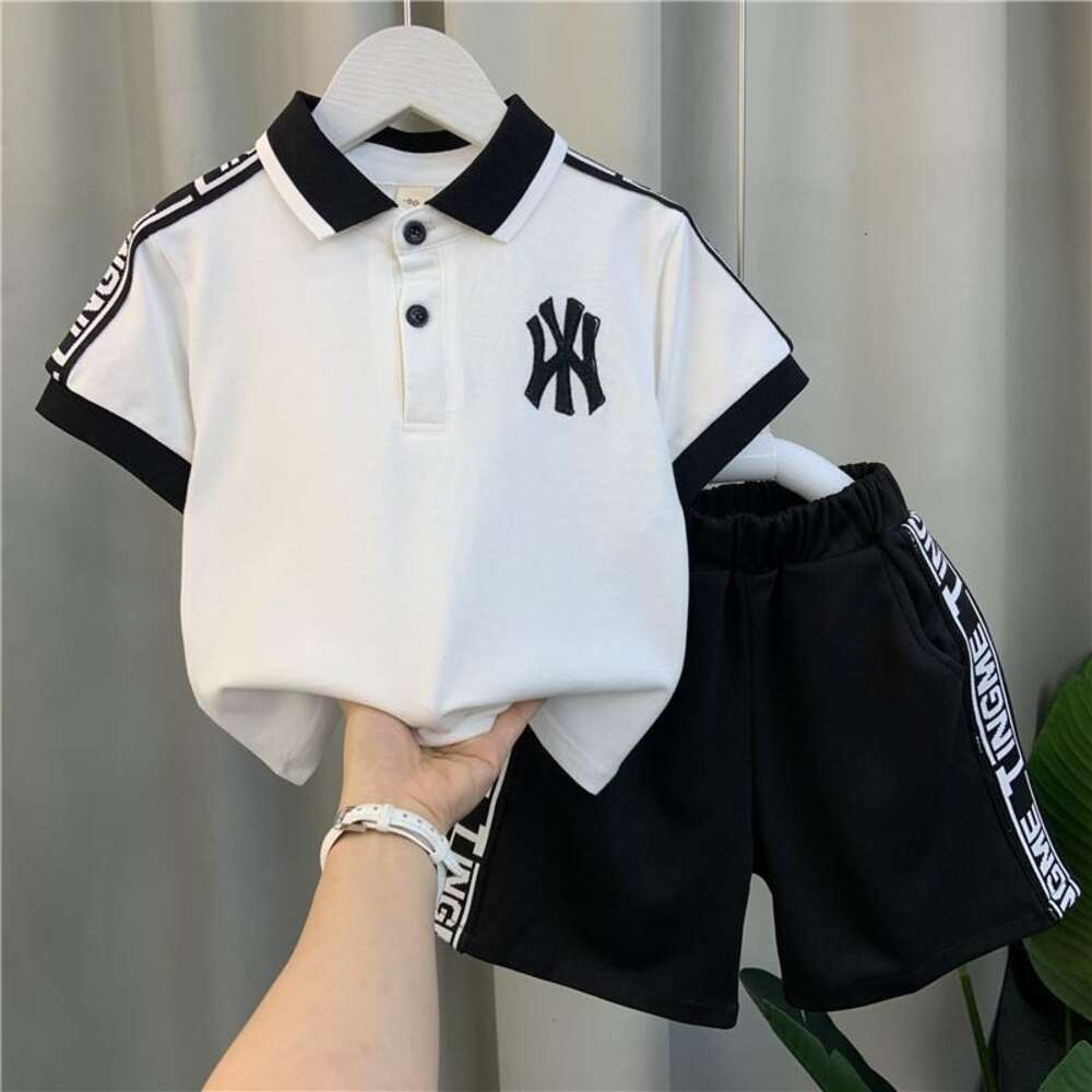 Summer Baby Boy Clothes Set Children Lapel Tshirts and Shorts 2 Pieces Suit Kid Letter Short Sleeve Top Bottom Outfit Tracksuits L2405 L2405-image-978995069