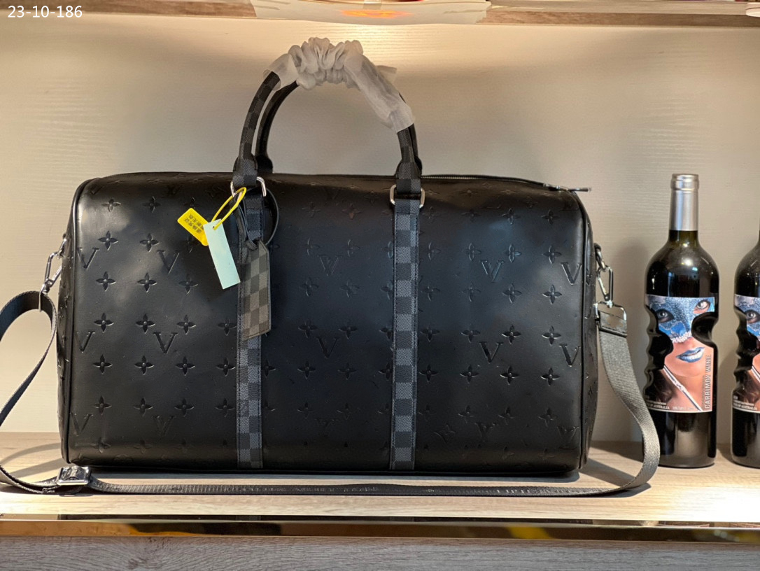 Luxurys Designer Duffle Bag Leather Canvas Weekend Travel Bags 50cm large capacity tote bag Men Women Luggages creative Black flowers stitching M-image-979004675