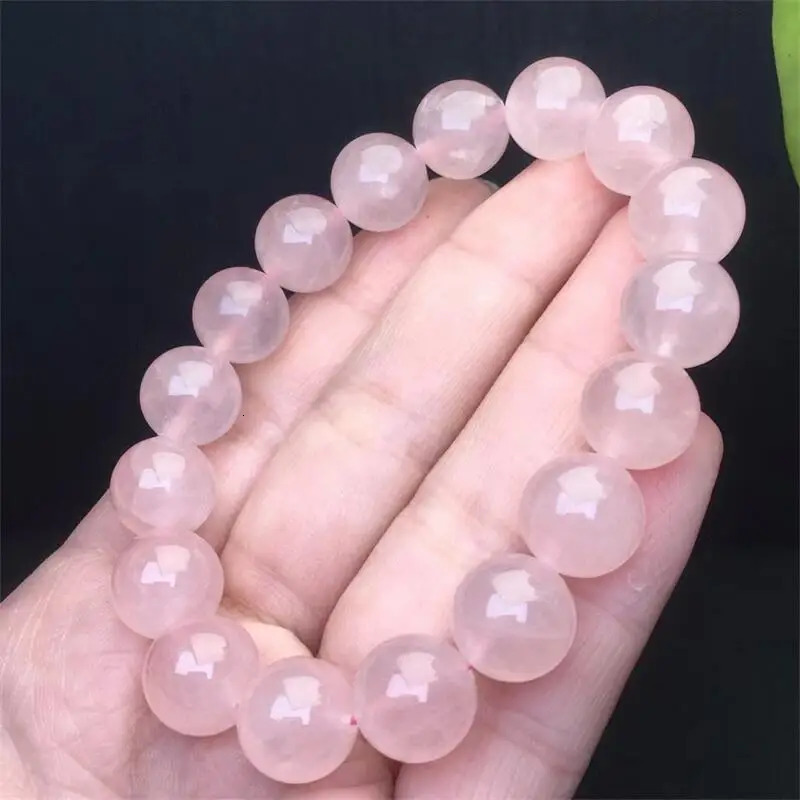 Natural Rose Quartz Bracelet Fashion Energy Stone Reiki Healing Crystal Strand Fengshui Gift 1PCS 10/12MM 240522