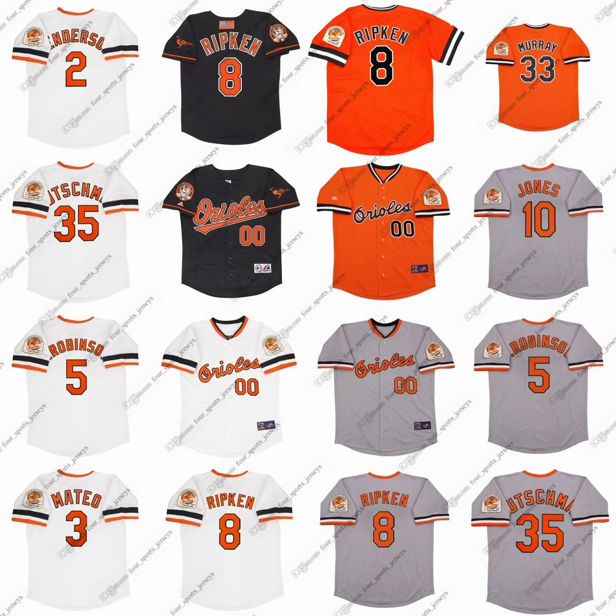 5 Brooks Robinson Throwback baseball jerseys Cal Ripken Adley Rutschman Gunnar Henderson Jorge Mateo Earl Weaver Jackson Holliday Reggie Jackson-image-979379522