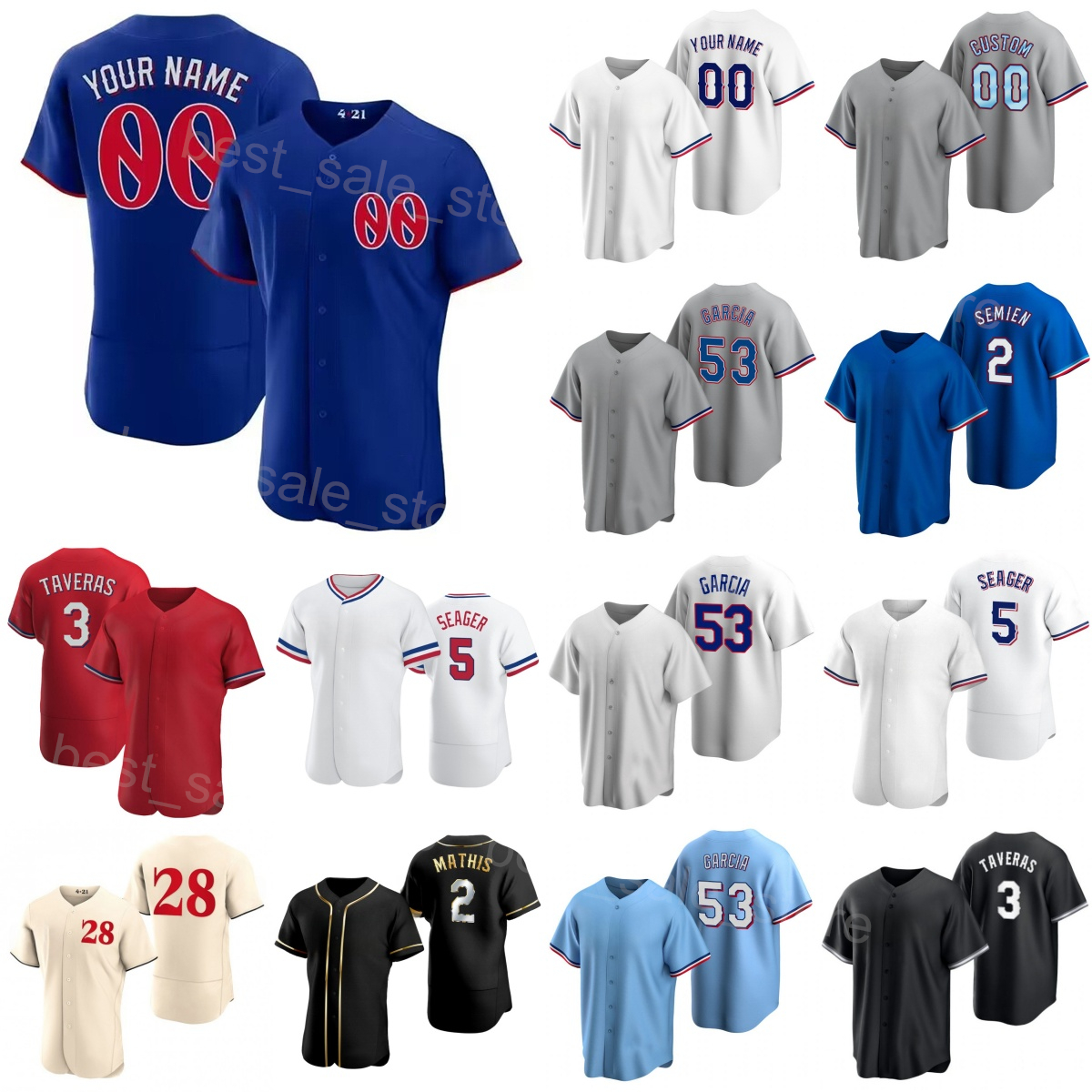 Custom Baseball 3 Leody Taveras Jerseys 24 25 Space City Connect 28 Jonah Heim 2 Marcus Semien 53 Adolis Garcia 36 Wyatt Langford 5 Corey Seager Eva
