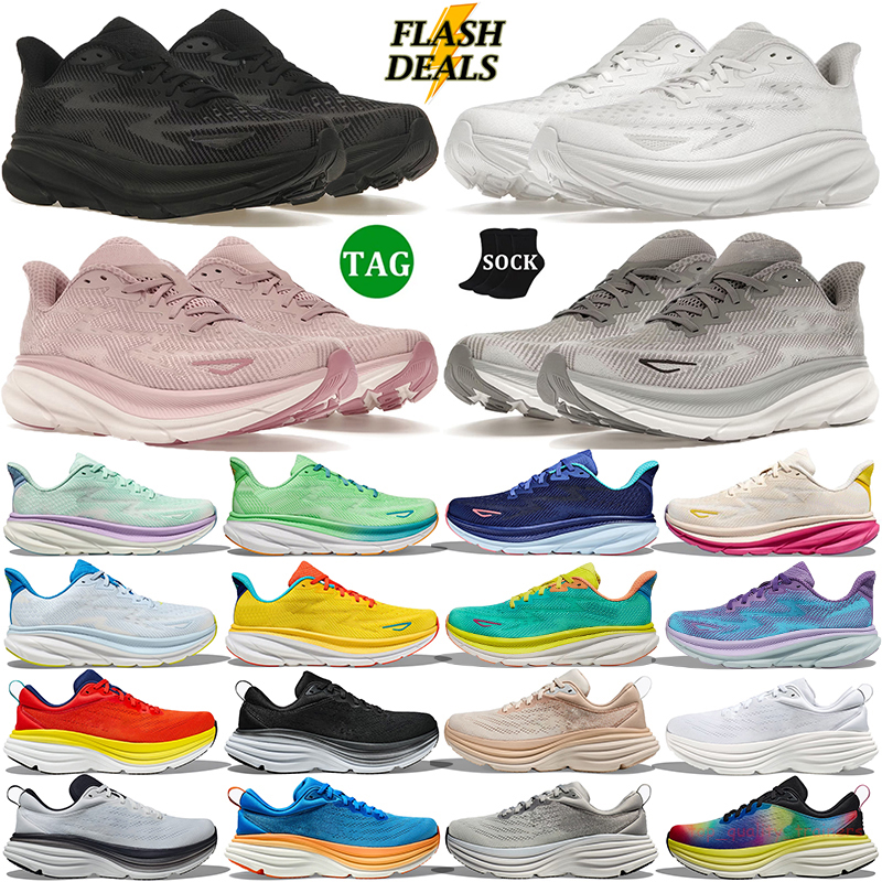 Designer Running Shoes Women Mens Clifton 9 Bondi 8 Cushioning Breathable Comfortable Black White Pink Ice Blue Trainers Outdoor Sports Jogging W-image-946057968
