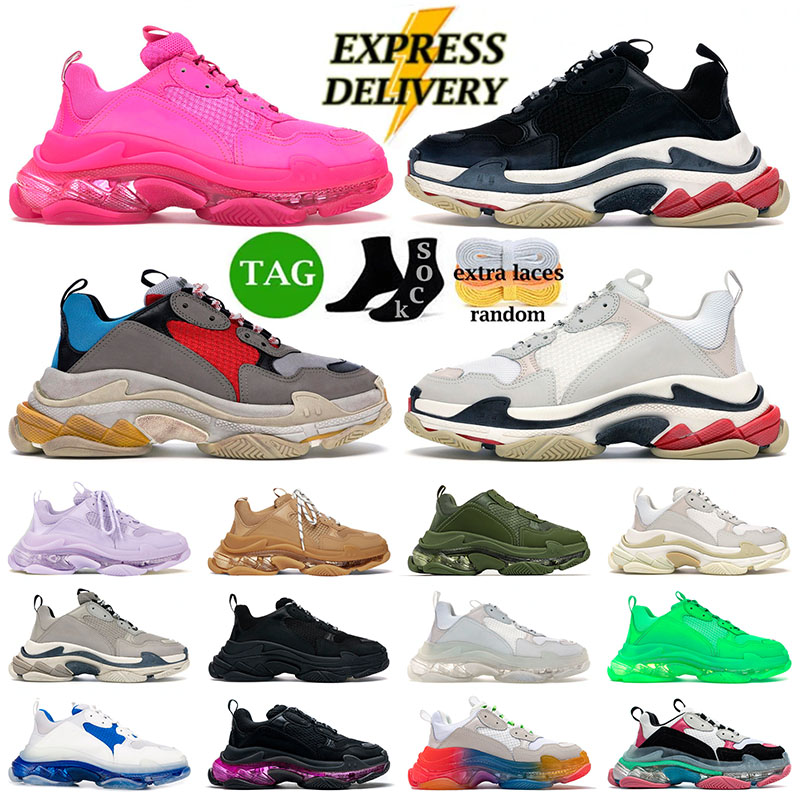 Chaussures de créateurs Triple s baskets hommes femmes semelle claire noire blanc gris gris rouge bleu néon vert beige rose jaune mens entraîneur