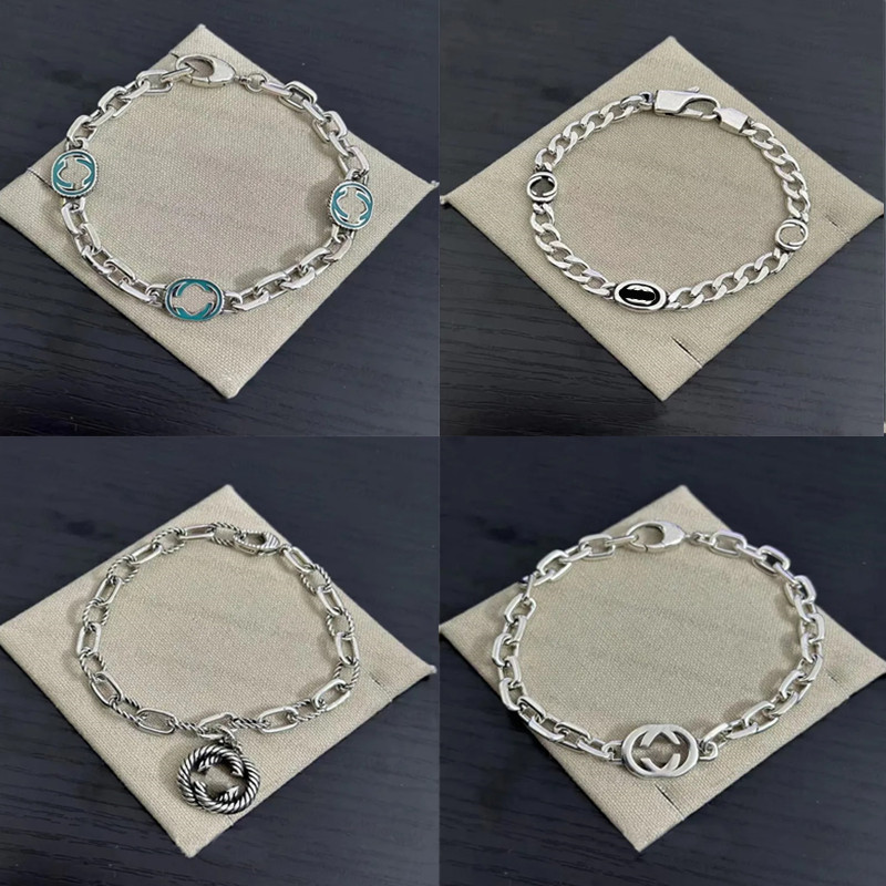 Hot sell Trendy Designer gu Charm Bracelets For Women Men Top Quality Men Luxury classic Jewelry 925 Silver Hot sell Chain Bracelet birthday gift
