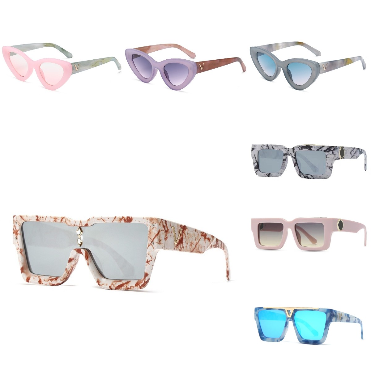 Designer Sunglasses Mens Sunglasses Wholesale Sunglasses For Women Men Glasses Metal Frame Fashion Square Lunette De Soleil Pink Cat Eye Gafas-image-979840939