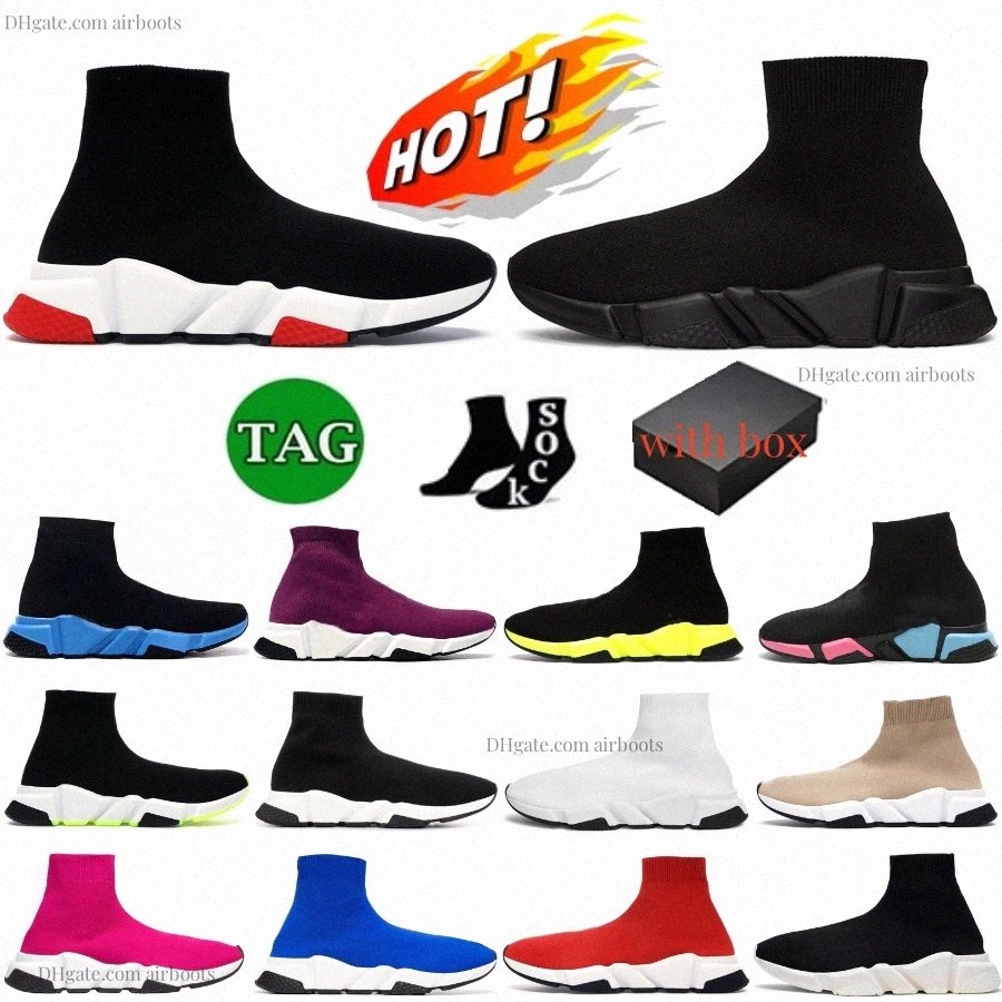 Sock Shoes Designer Casual Shoes Speed Trainer Sock Boots Speeds Shoe Runners Sneakers Knit Black White Red Platform Running Lace Sport Boot Blue-image-979649636
