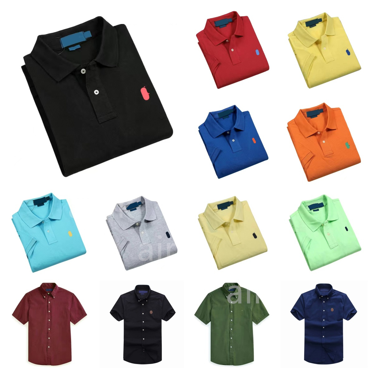 Designer Mens Casual Shirts small fashion Pony Mens Polos Tshirts Dress Big Horse Embroidery Logo Business Clothes Long Sleeve Slim Lapel Tees Si-image-734360538