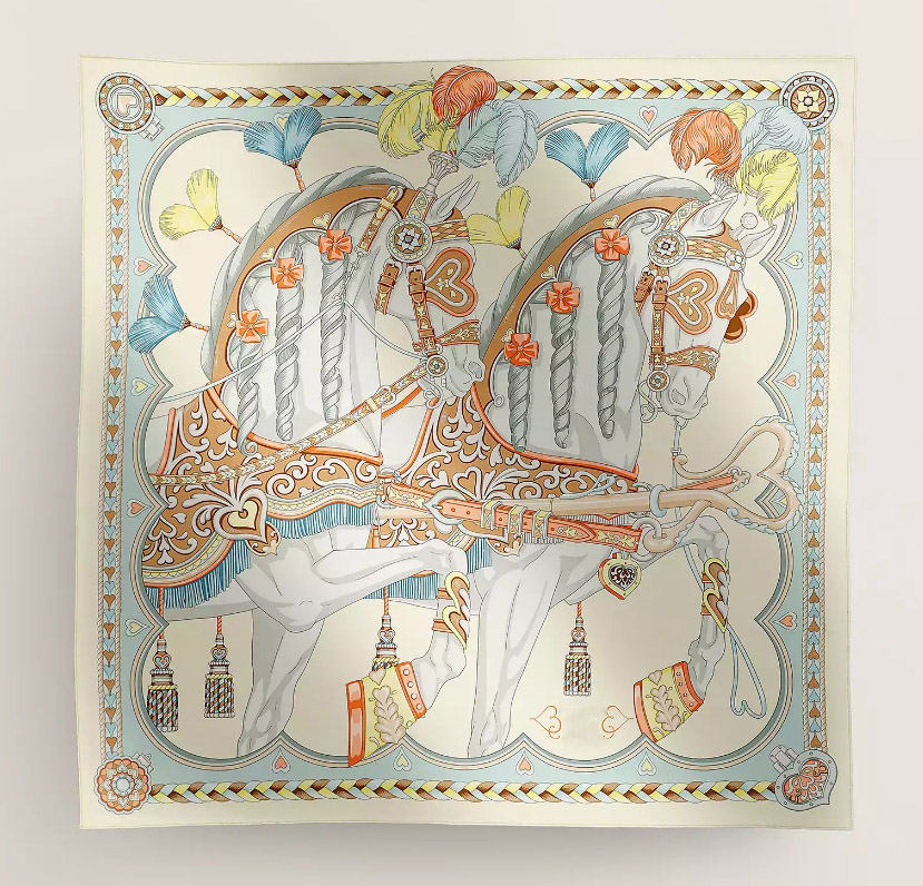 New 100% Silk Scarf Designer Twill Silk Scarf Women Fashion Square Scarf Horse Pattern H Brand Versatile Soft Beach Scarf-image-979607660